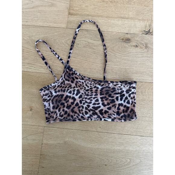 Jagger & Stone - Asymmetrical Crop Top in Leopard Print Brown and Black - Picture 1 of 6
